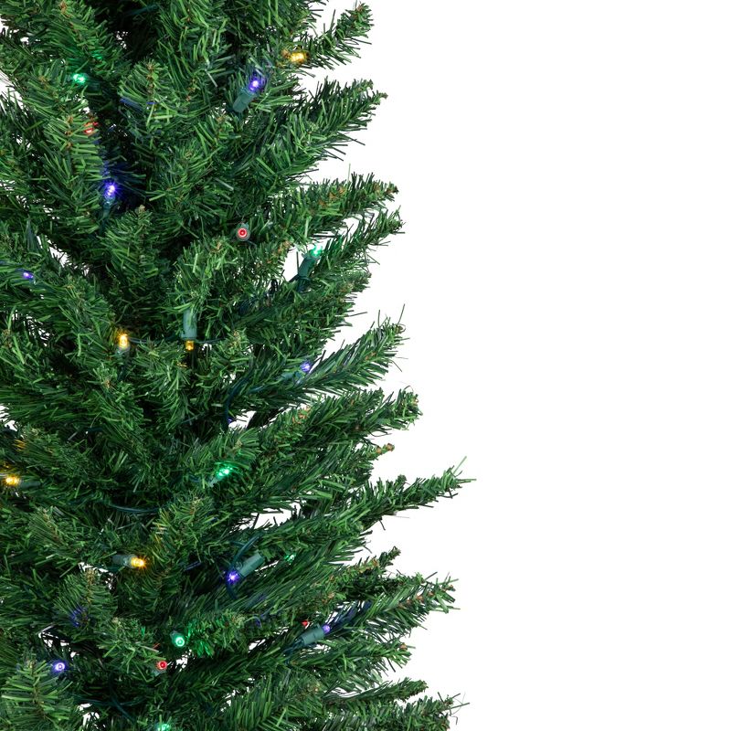 Northlight 6' Pre-Lit Pencil Northern Balsam Fir Artificial Christmas Tree, Multi LED Lights, 3 of 8