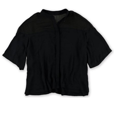 Rachel Roy Womens Sheer Yoke Knit Blouse