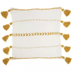 20"x20" Oversize Life Styles Braided Striped Square Throw Pillow with Tassels Mustard - Mina Victory