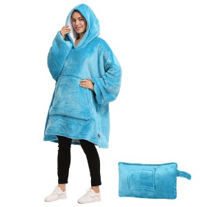 Catalonia Oversized Blanket Hoodie Sweatshirt, Wearable Fleece Blanket Pullover, Soft Warm Comfortable Portable Travel Sweater Pillow for Men Women - 1 of 4