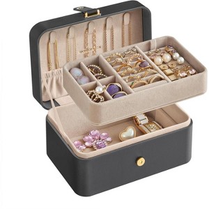 Travel Jewelry Case, 2-Layer Jewelry Holder Organizer, Portable Versatile Earring Storage - 1 of 4
