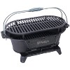 Oval/Rectanglar Cast Iron Outdoor Table Grill Charcoal Tabletop Griddle for Camping,Parties,Portable BBQ Enamel-Coated Skillet with Grab Handle - 4 of 4