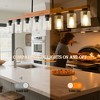BAOURE 3-Light Farmhouse Wood Chandelier - 19.69" Rustic Rectangular Pendant Light - Black with Seed Glass Shades for Kitchen Islands & Dining - 3 of 4