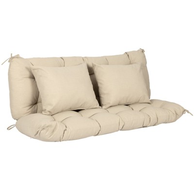 Aoodor 59" Tufted Porch Swing Cushions, Outdoor Swing Replacement Cushion 2-3 Seater with Backrest and 2 Pillows, Water and Fade Resistant