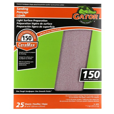 Gator CeraMax 11 in. L X 9 in. W 150 Grit Ceramic Sandpaper 25 pk (Case of 25)