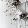 Nearly Natural 24” Snowed Magnolia / Pine Cone Wreath - 2 of 3