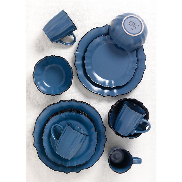 Lorren Home Trends 16 Piece Scalloped Edge Yale Blue Dinnerware, 5 of 6