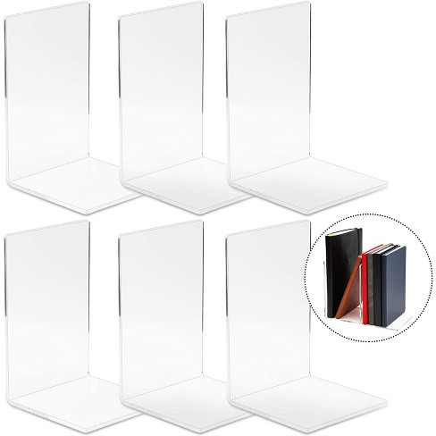 Non-Skid Decorative Book Supports and Holders Acrylic Bookends Gibolin Clear Plastic Book Ends for Shelves with Rubber Pads Desktop Organizers Book Stoppers for Home Office Library Remove film plz 