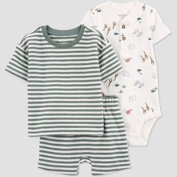 Carter's Just One You® Baby Boys' Striped Safari Top & Bottom Set - Green