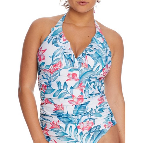 Birdsong Women's Alpinia Bloom Ruffle Halter Underwire Tankini Top