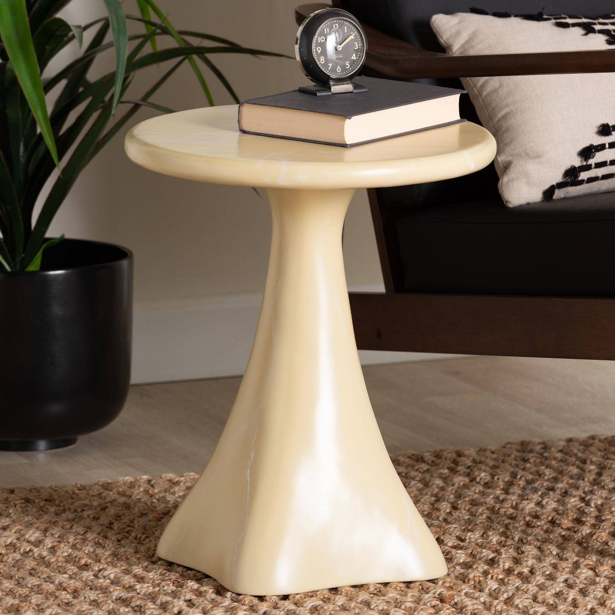 bali & pari Aponi Marbled Resin End Table Cream - thumbnail 4