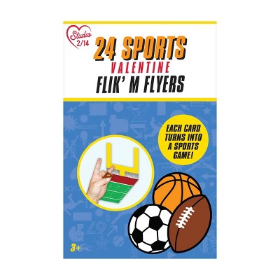 24ct  Paper Folding Activity Sports Flik'M Flyers Valentine's Day Kids Exchange Cards