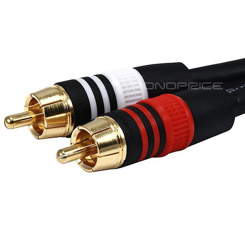 Monoprice Audio Cable - 35 Feet - Black | Premium Stereo Male to 2 RCA Male 22AWG, Gold Plated, 2 of 4