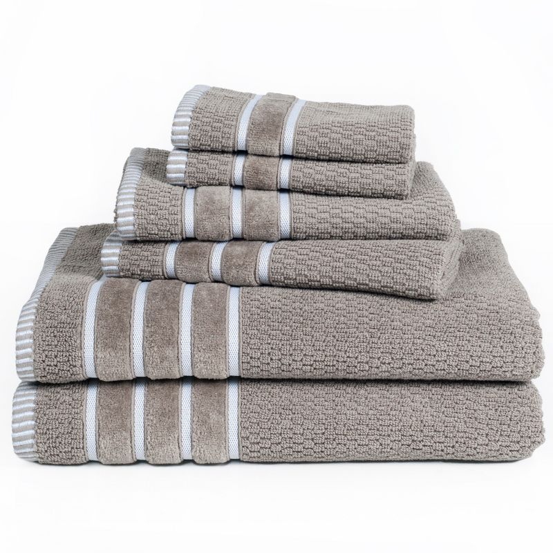 Hastings Home 6-pc Combed Cotton Towel Set With Washcloths, Hand Towels, and Bath Towels - Taupe, 2 of 6