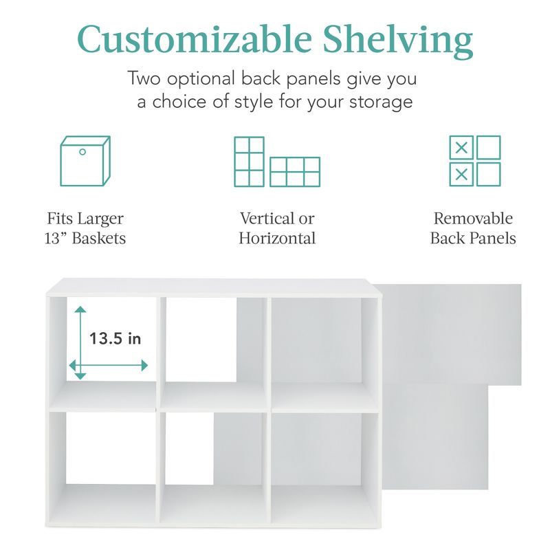 Best Choice Products 6-Cube Bookshelf, 13.5in Display Storage System, Organizer w/ Removable Back Panels, 3 of 10