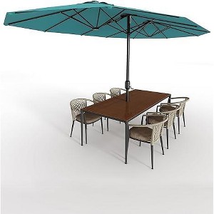 13 Ft Extra Large Double-Sided Patio Umbrella, Outdoor Umbrella with Water-Resistant Polyester Canopy, Crank Handle and 12 Strong Steel Ribs - 1 of 4