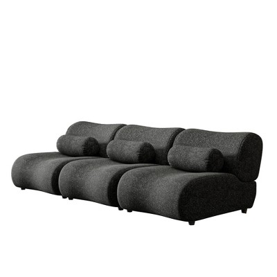 TiramisuBest Black Modular Sofa,Adjustable Headrests,Chenille Sectional,Hidden Legs,Reclining Backrest for Living Room/Bedroom