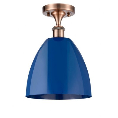 Plymouth Dome - 1 Light Semi-Flush Mount In Industrial Style-12.88 Inches Tall and 9 Inches Wide
