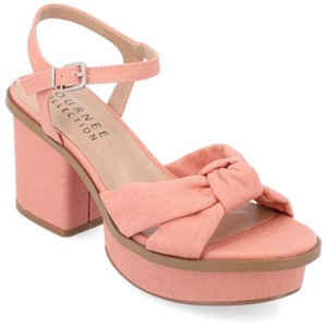 Journee Collection Womens Garner Knit Inset Platform Block Heel Sandals - 1 of 4