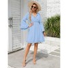 WhizMax 2024 Long Sleeve Dress for Women Wrap V-Neck Bell Sleeve A-line Knee Length Dress Ruffle Flowy Swing Dresses - 4 of 4
