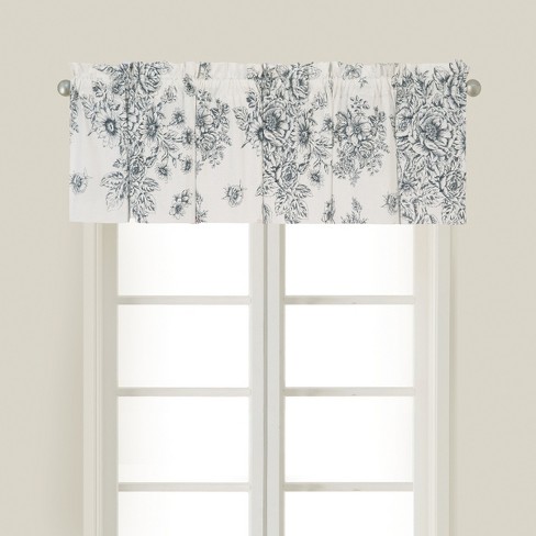 C F Home Nelly Onyx Black Toile Cotton Valance Window Treatment Set Of 2 Target