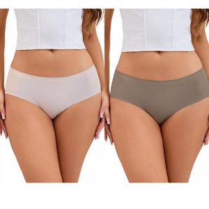 INSPIRE CHIC 2 Pcs Women's Mid-Waisted Panties Full Coverage No Trace Comfortable Briefs - 1 of 4