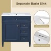 Okak Modern Freestanding Bathroom Vanity with Sink Combo,Solid Wood Bathroom Storage Cabinet with 3 Drawers & Door - 3 of 4