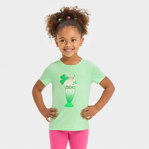 Toddler Girls' 'happy' Short Sleeve T-shirt - Cat & Jack™ Sage Green :  Target