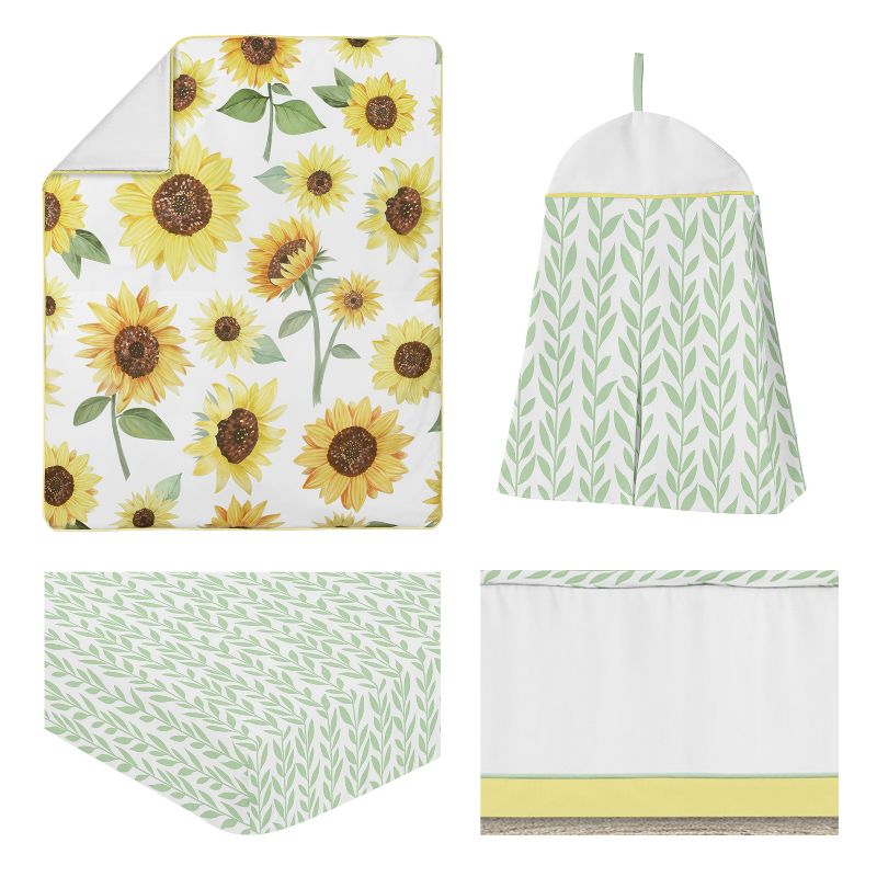 Sweet Jojo Designs Girl Baby Crib Bedding Set - Sunflower Yellow Brown and Green 4pc, 3 of 8