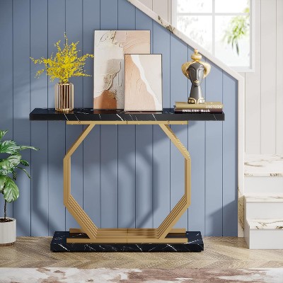 Hommoo 39.4 Inch Console Table with Faux Marble Top
