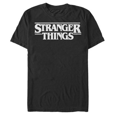 Men's Stranger Things Ghostly White Logo T-shirt - Black - Medium : Target