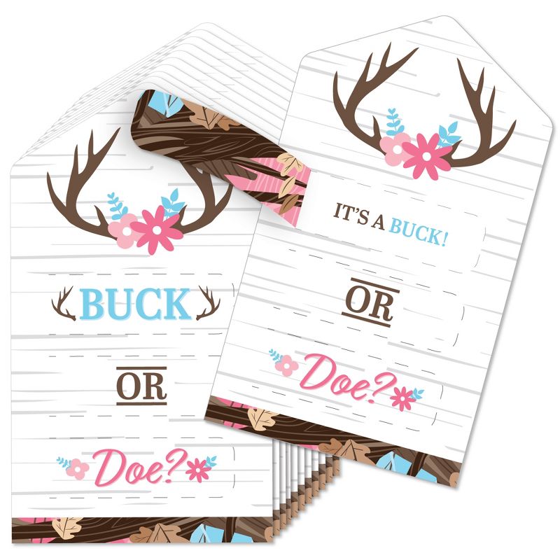 Big Dot of Happiness Boy Buck or Doe - Party Game Pickle Cards - Hunting Gender Reveal Pull Tabs - Set of 12, 1 of 6