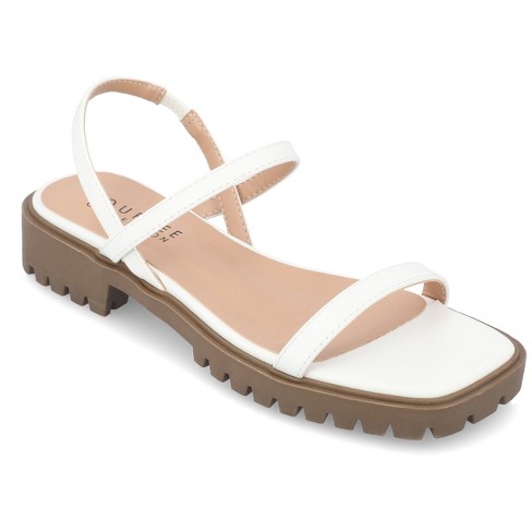 Journee Collection Womens Nylah Slim Platform Sling Back Sandals, White 9 :  Target