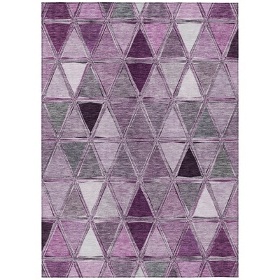 Merlot Purple And Lavender Geometric Washable Indoor Outdoor Area Rug