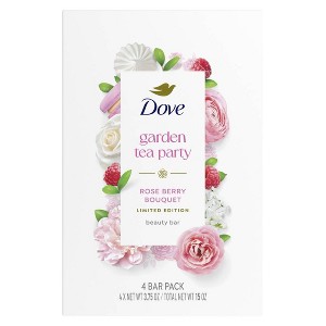 Dove Beauty Garden Tea Party Bar Soaps - Rose Berry Bouquet - Limited Edition - 15oz/4pk - 1 of 4