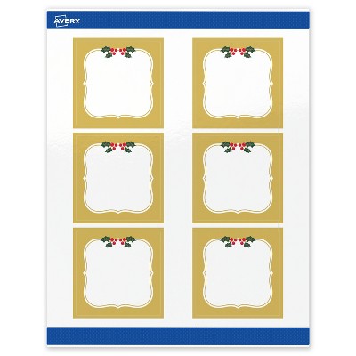 Avery Labels, 3" x 3", Gold-Metallic Berries, Glossy, 60ct