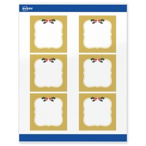 Avery Labels, 3" x 3", Gold-Metallic Berries, Glossy, 60ct - 1 of 4