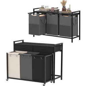 Heybly Laundry Hampers, 126L Laundry Basket with 3 Section Pull-Out Rolling Bags - 1 of 3