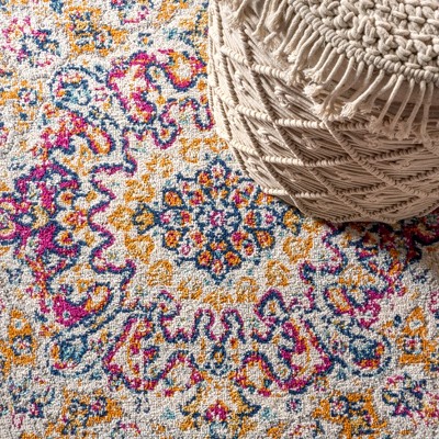 Pink and Cream Vintage Medallion Bohemian Area Rug