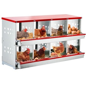 TruAIR 44" Heavy Duty Chicken Nesting Box (8-Compartment Rollaway) - Metal Egg Collection System for Hens/Ducks (44"L x 13.4"W x 24.4"H, 1-Pack) - 1 of 4