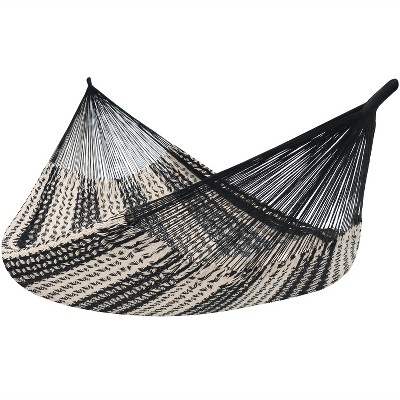 Sunnydaze Heavy-Duty Family Size XXL Mayan Hammock with Thick Cord - 880 lb Weight Capacity - Black/Natural