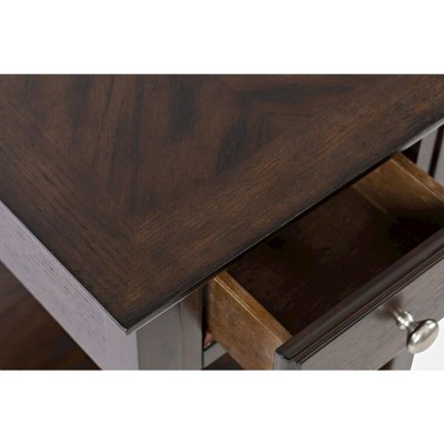Traditional Espresso Brown Chairside End Table with Storage