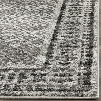 Ivory & Silver Distressed Diamond Lattice Runner Rug, 2'6" x 8'