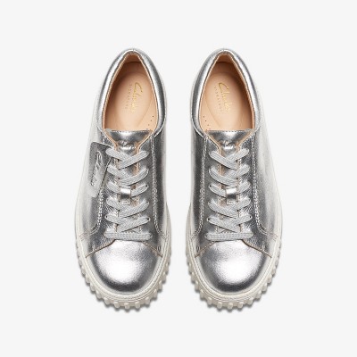 Женские кроссовки Clarks Womens Mayhill Walk Silver Metallic Sneakers 8.5 Medium — фото 8