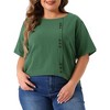 Agnes Orinda Women's Plus Size Lightweight Soft Short Sleeve Round Neck Cotton Linen Casual T-Shirts - 2 of 4