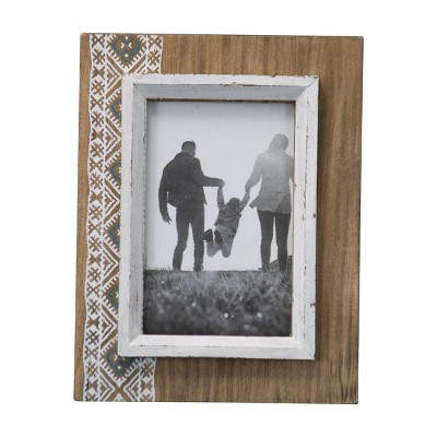 White Southwest Motif 4x6 Inch Wood Decorative Picture Frame - Foreside Home & Garden