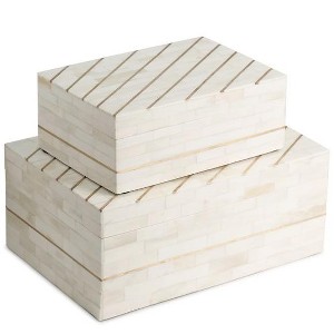 Monaco Ivory Decorative Boxes, Set of 2 - 1 of 4