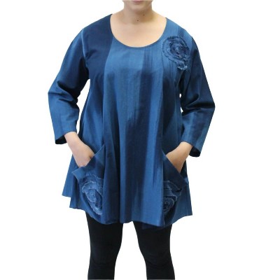 Women's Hand Painted Cotton Swirl Swing Tunic - Modesce