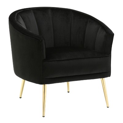 NicBex Velvet Accent Chair,Upholstered Living Room Chairs with Pleated Waves Backrest and Metal Legs,Modern Armchair,Club Chairs for Living Room