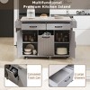Kitchen Island, with Storage Rack, Drawers, Spice Rack & Towel Rack, for Dining, Kitchen & Barbecue - 4 of 4